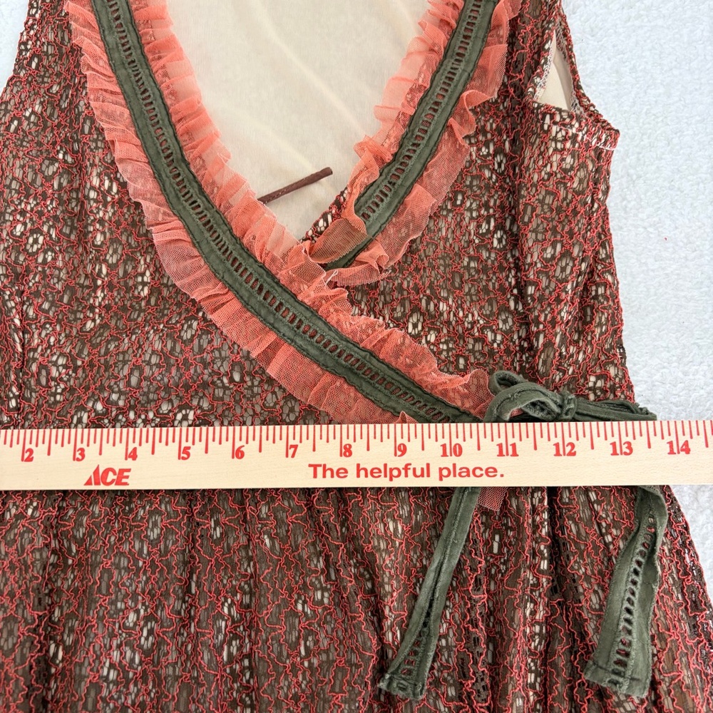 Vtg Young Essence Wrap Dress M Lace Sleeveless Forest Fairy Boho - Picture 9 of 9